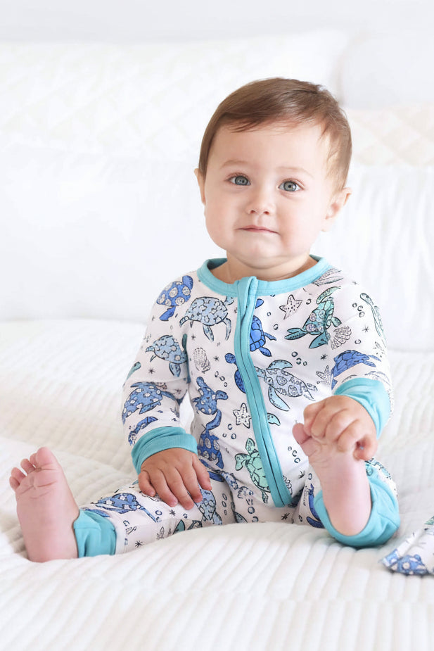 Sea Turtle Splash Convertible Zip Romper