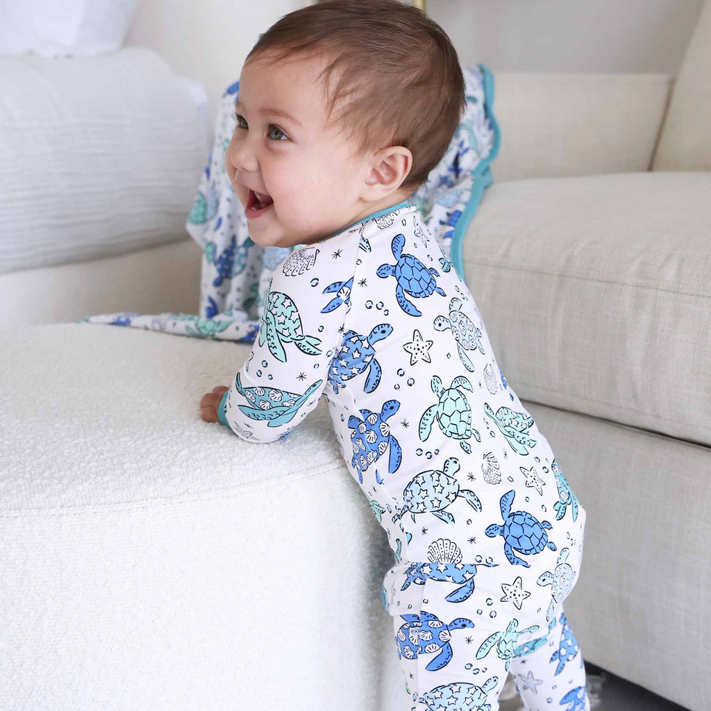 Sea Turtle Splash Convertible Zip Romper
