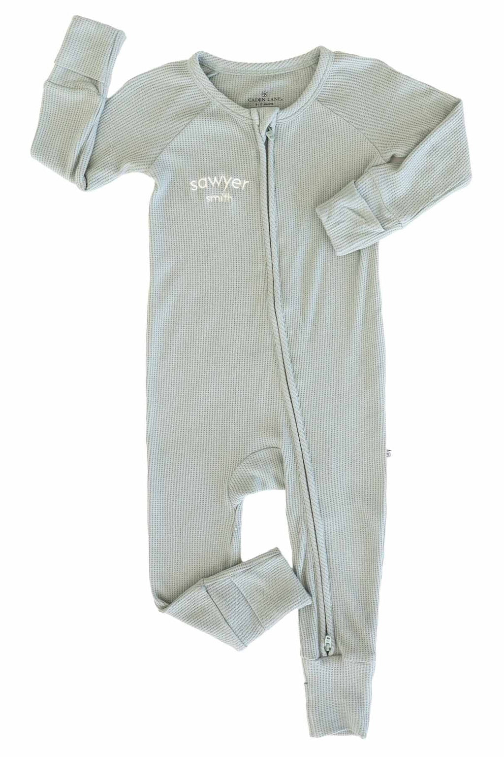 Embroidered Bamboo Waffle Convertible Zip Rompers | Mountain Haze