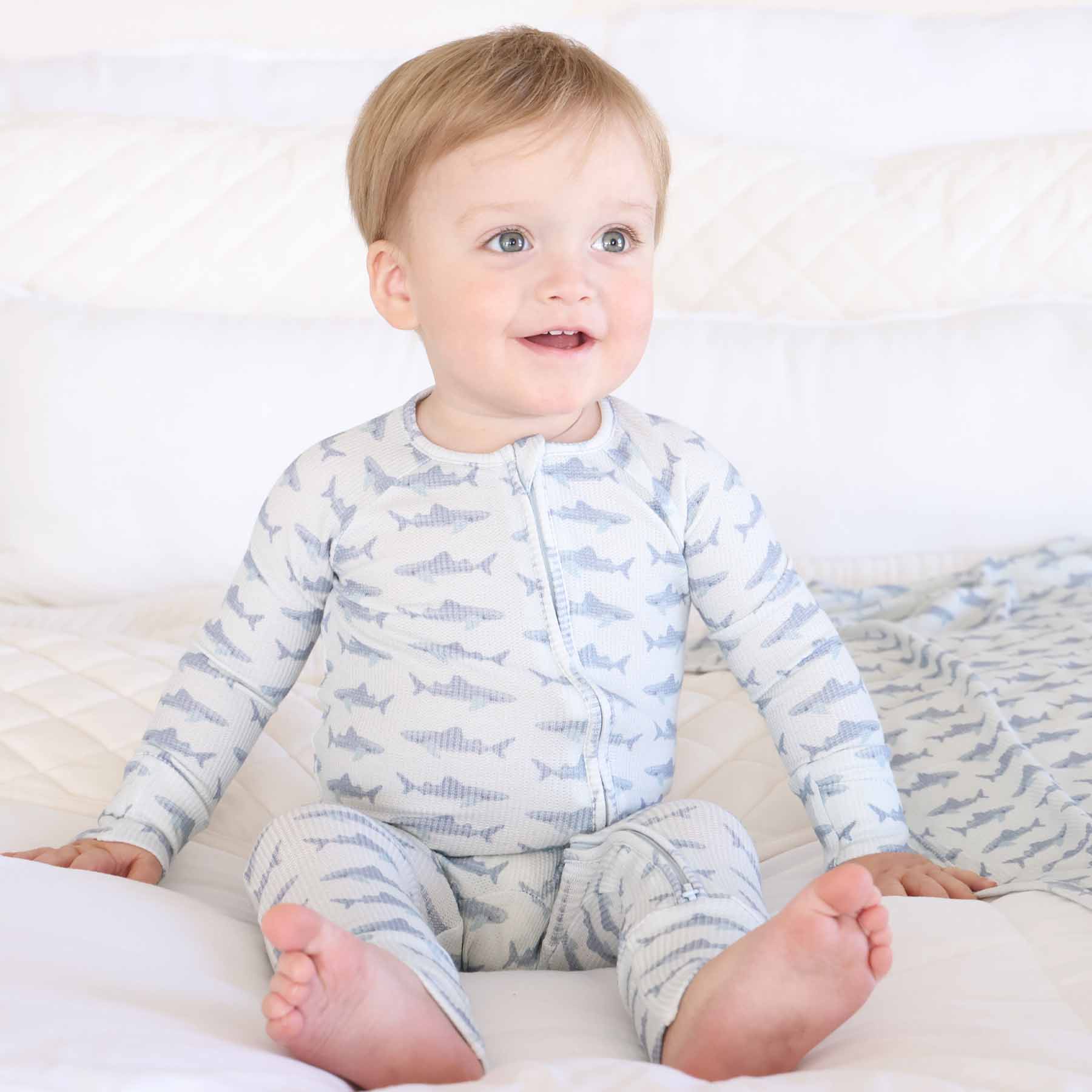 Fins Up Bamboo Waffle Convertible Zip Romper