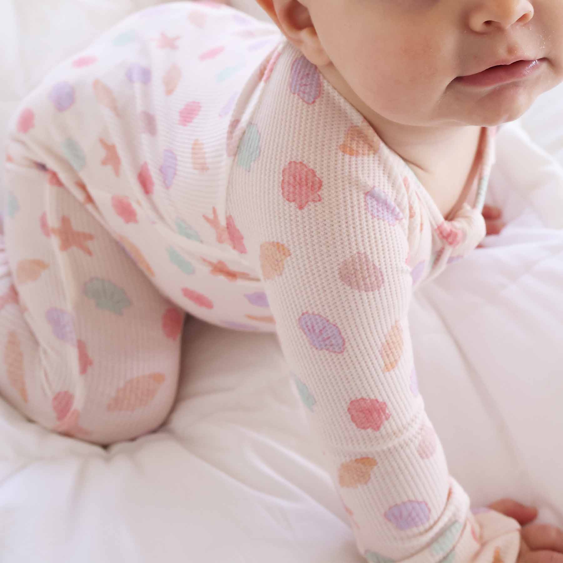 Saltwater Shells Bamboo Waffle Convertible Zip Romper