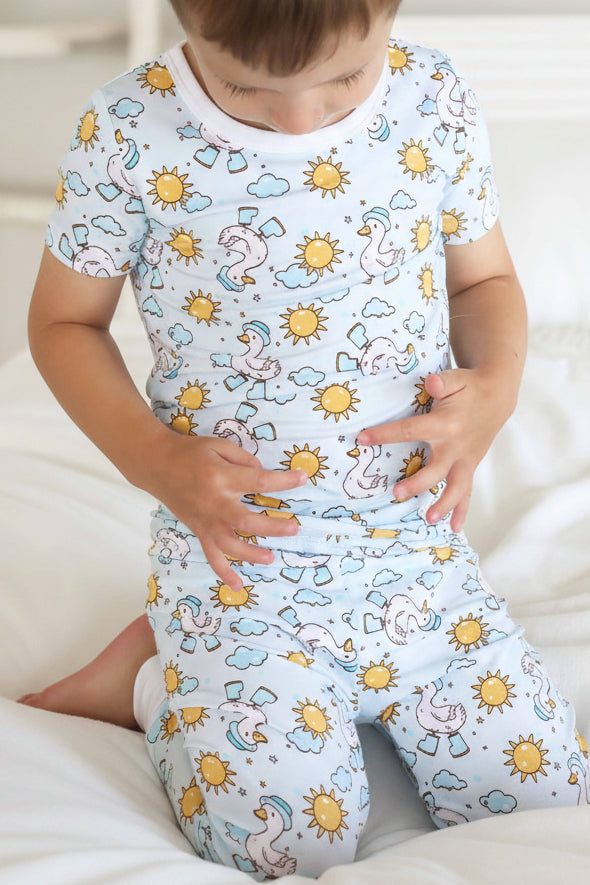 Silly Goose Two Piece Pajama Set | Blue