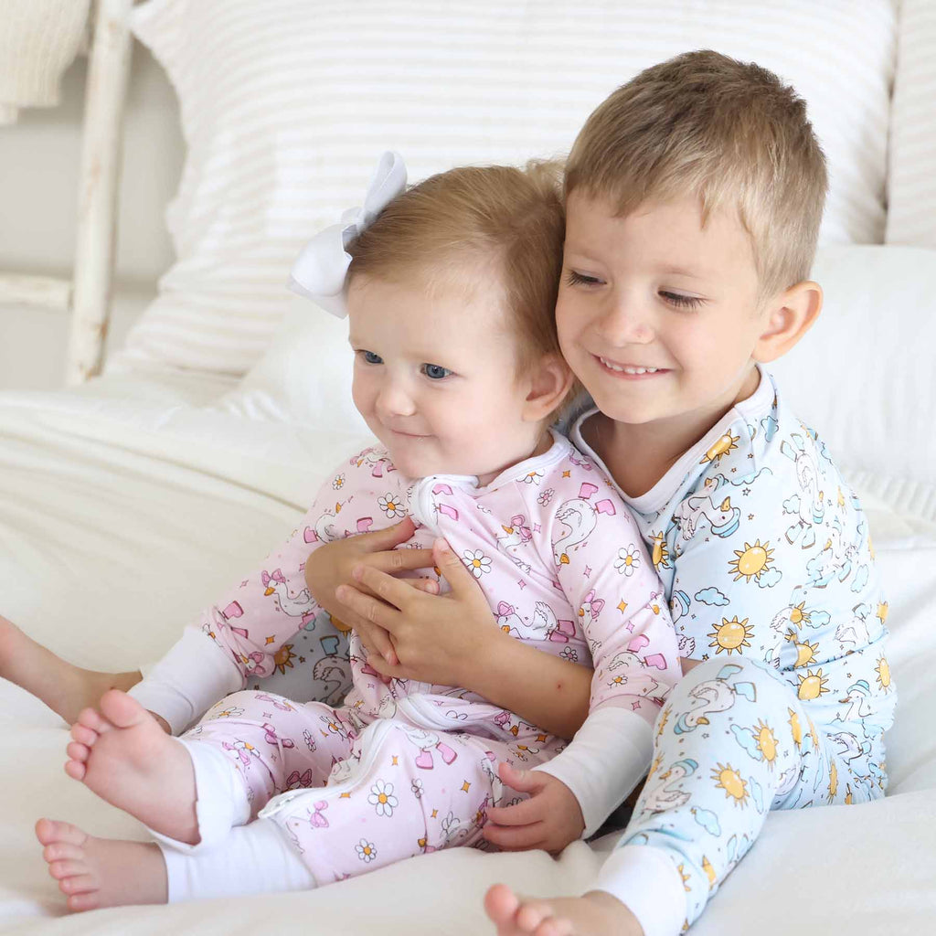 Silly Goose Two Piece Pajama Set | Blue