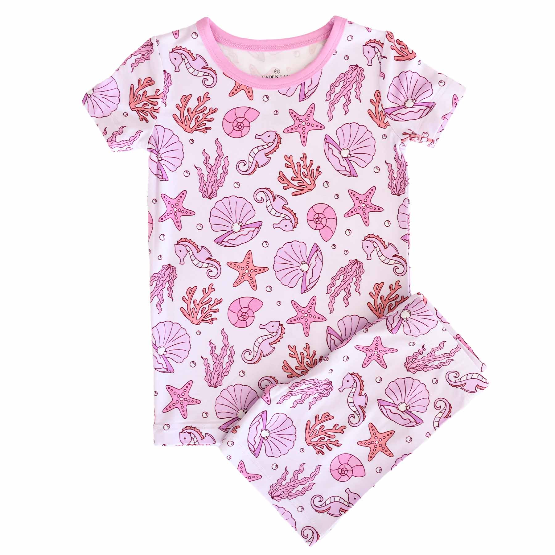 Two Piece Short Pajama Set | Tiny Tides Pink