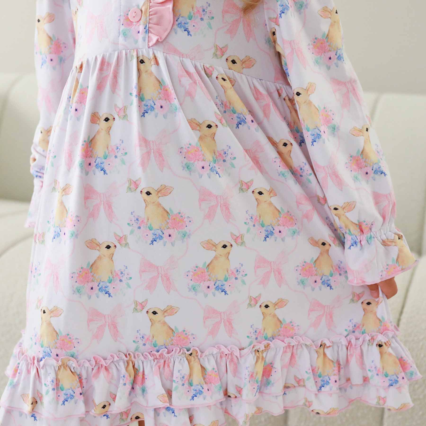 Long Sleeve Princess Ruffle Nightgown | Bunny Bow Dreams