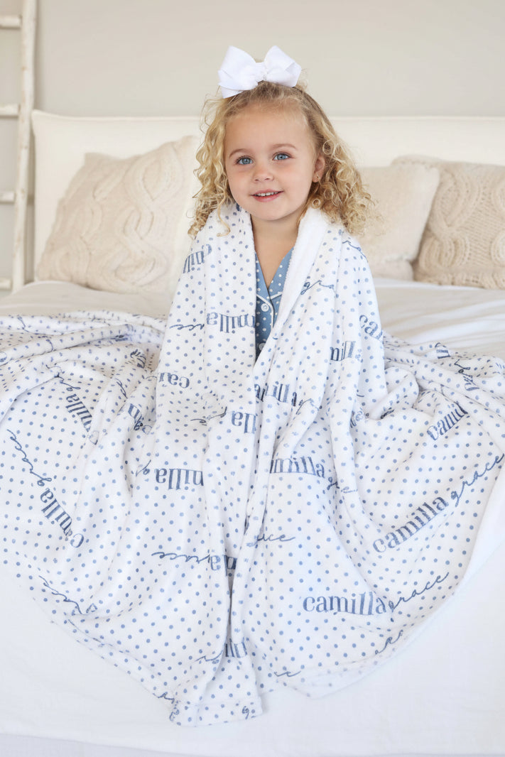 Snuggle Spots Personalized Kids Blanket | White
